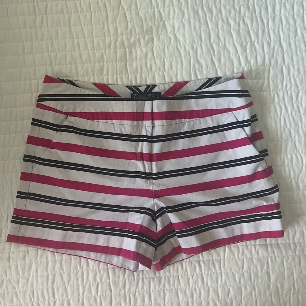 7 For All Mankind Pink and Black Striped Women's Shorts